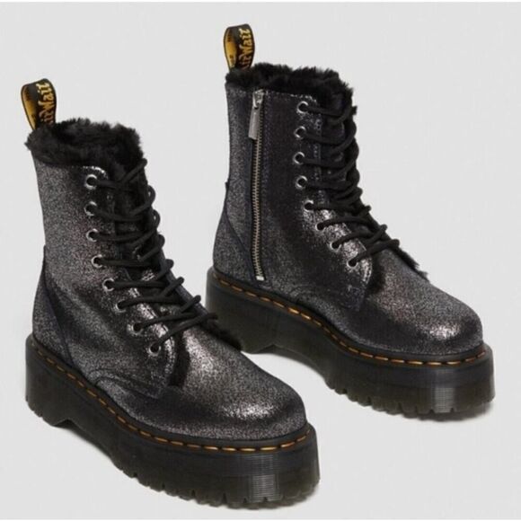 Dr. Martens Women's Jadon Boot Fur Lined Metallic Platform Leather Boots | 8 - Picture 1 of 15